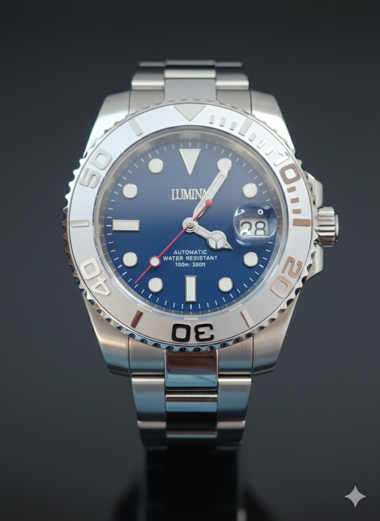 Lumina Neptune Automatic Dive Watch - Blue Dial Stainless Steel Luxury Timepiece