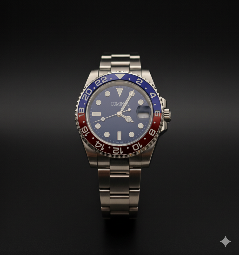 Lumina "Pepsi" Dive Watch - Automatic Movement, Blue & Red Ceramic Bezel 40mm (Pre-Order)