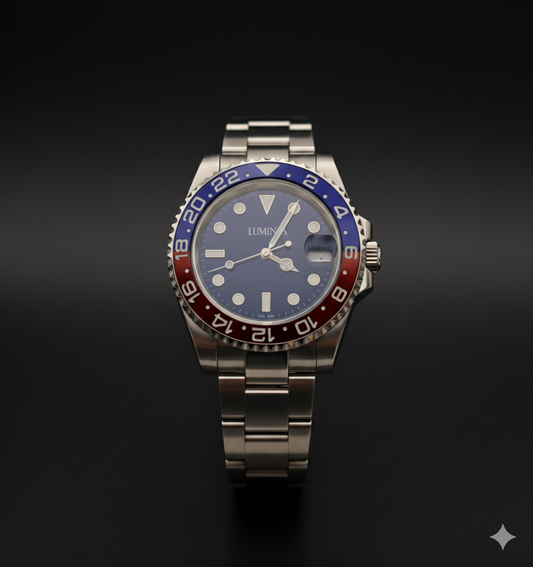 Lumina "Pepsi" Dive Watch - Automatic Movement, Blue & Red Ceramic Bezel 40mm (Pre-Order)