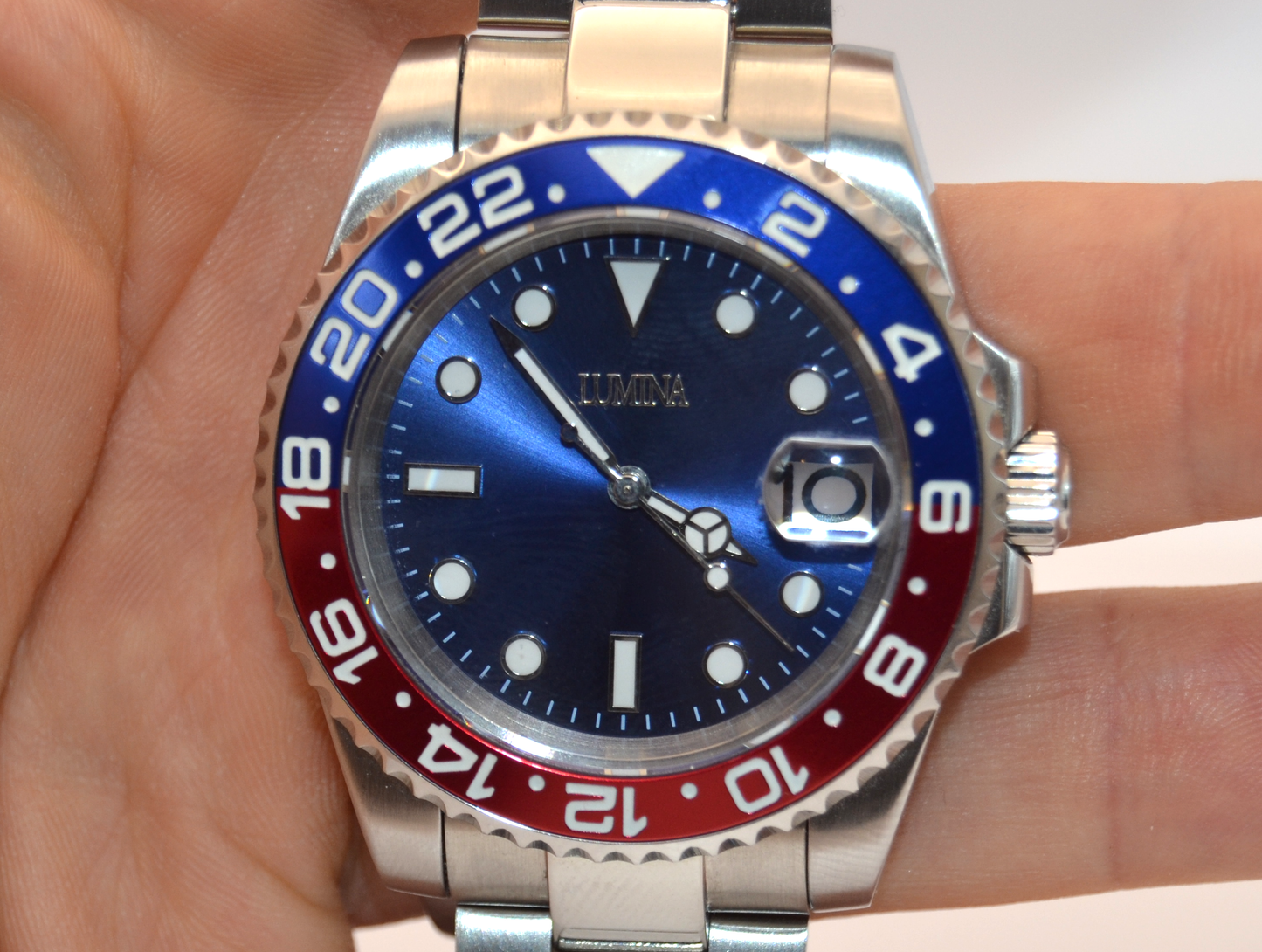 Lumina "Pepsi" Dive Watch - Automatic Movement, Blue & Red Ceramic Bezel 40mm (Pre-Order)