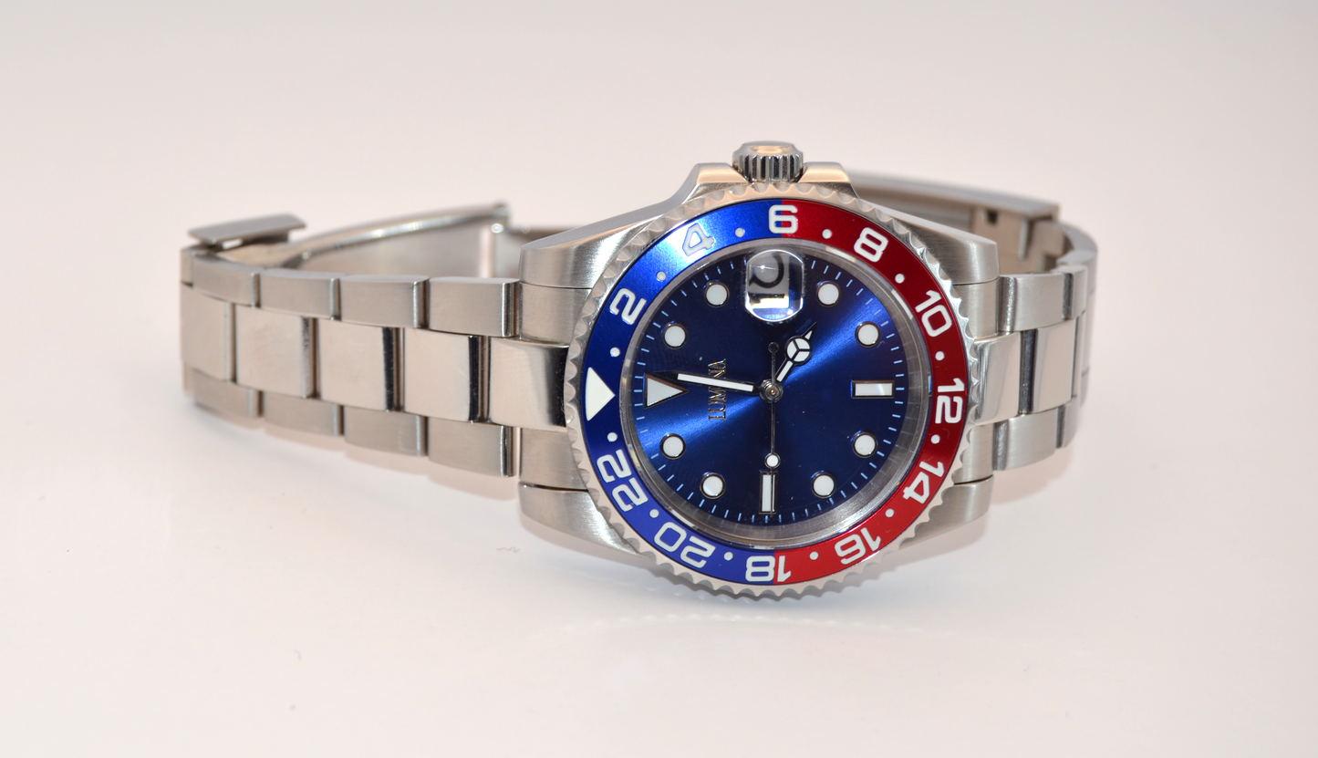 Lumina "Pepsi" Dive Watch - Automatic Movement, Blue & Red Ceramic Bezel 40mm (Pre-Order)