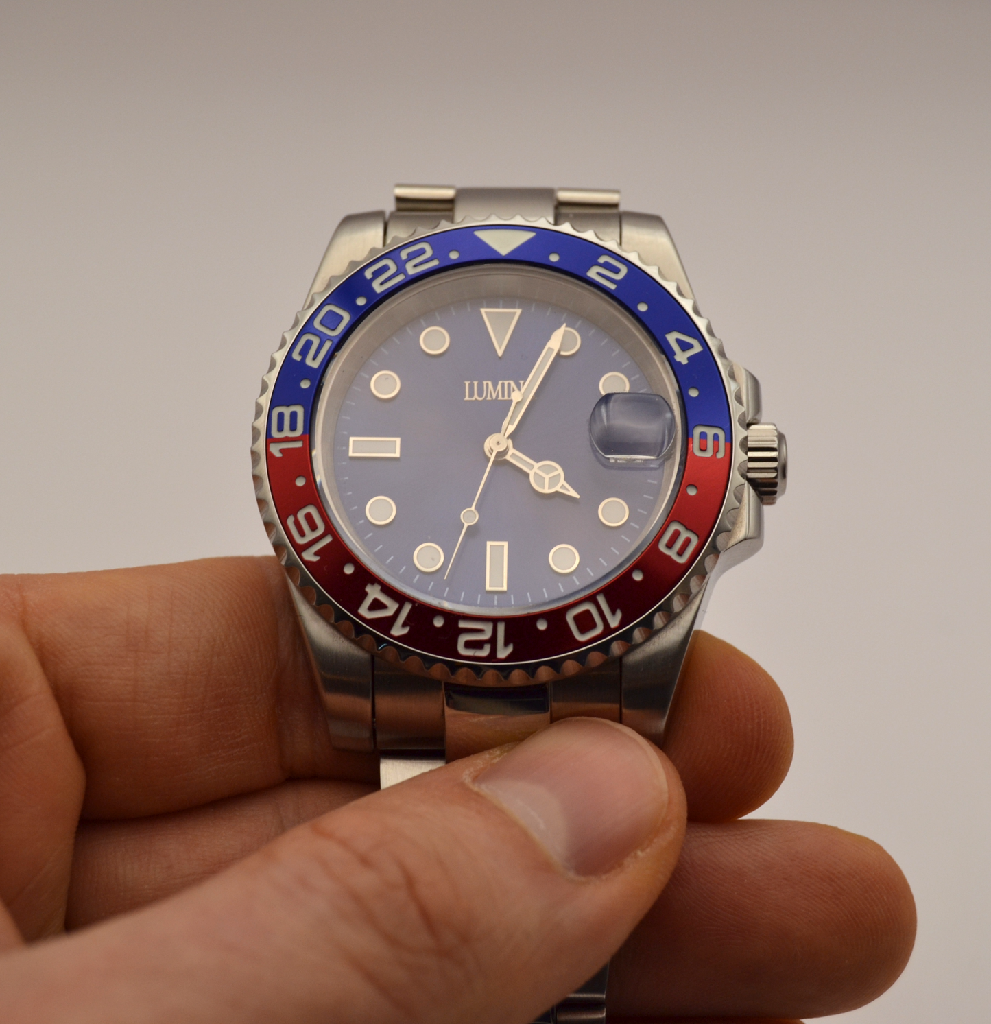 Lumina "Pepsi" Dive Watch - Automatic Movement, Blue & Red Ceramic Bezel 40mm (Pre-Order)